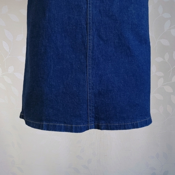 Vintage Y2K DKNY Embellished Logo Side Slits Stretch Denim Skirt Dark Wash - Picture 5 of 16